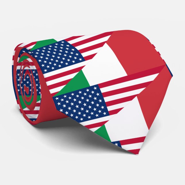 Corbata Italiano-Estadounidense Italia Bandera de Estados  (Enrollado)