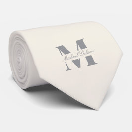 Corbata Ivory Cream | Monograma Personalizado para Groomsm