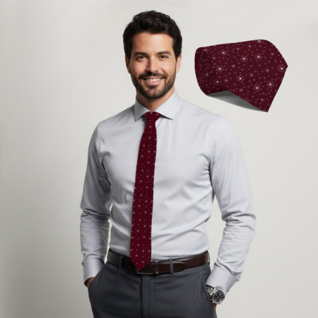 Corbata Ivory Micro Floral Burgundy Oscuro (Subido por el creador)