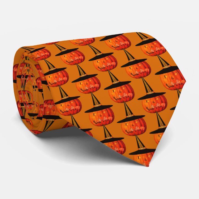 Corbata Jack O Lantern Pumpkin Witch Gorra Halloween (Enrollado)