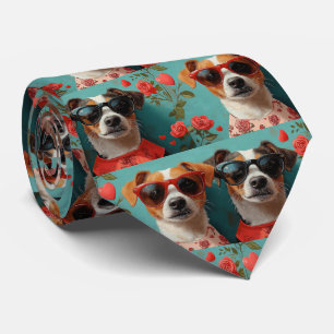 Corbata Jack Russell con rosas del corazón día de San Vale