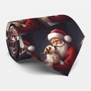 Corbata Jack Russell con Santa Claus Festivo de Navidad