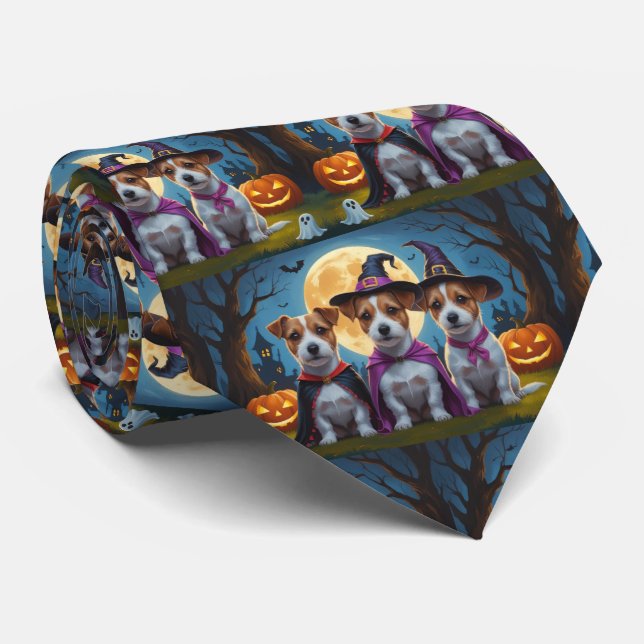 Corbata Jack Russell Dogs Pumpkin Halloween Funny (Enrollado)