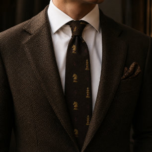 Corbata Jaque de ajedrez de dinero antiguo con patrón de e