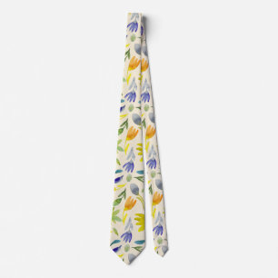 Corbata Jardín Botánico Floral de Acuarela Rústica