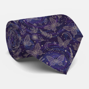 Corbata Jardín Celestial Mágico con Mariposas, Lavanda