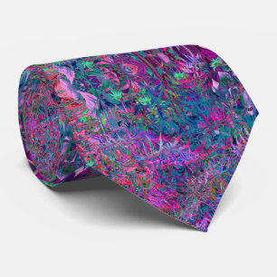 Corbata Jardín de Follaje con Colores Psicodélicos Abstrac
