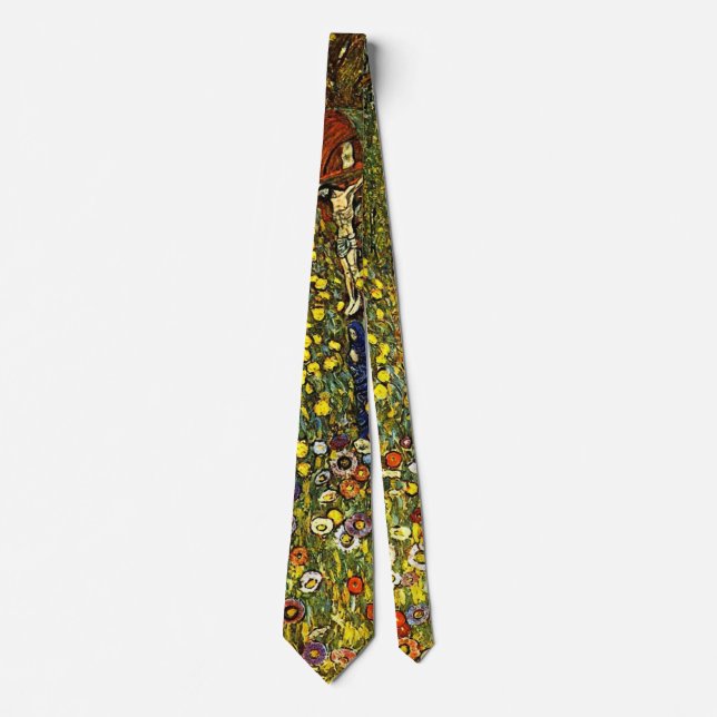 Corbata Jardín de granja con crucifijo de Gustav Klimt (Anverso)