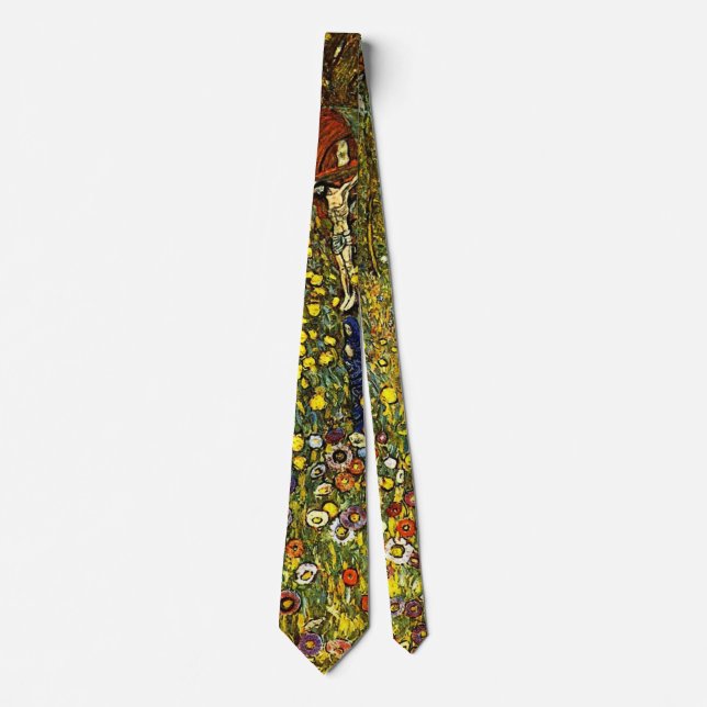 Corbata Jardín de granja con Crucifijo por Gustav Klimt (Anverso)