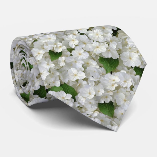 Corbata Jardín de Hortensias Blancas (Enrollado)