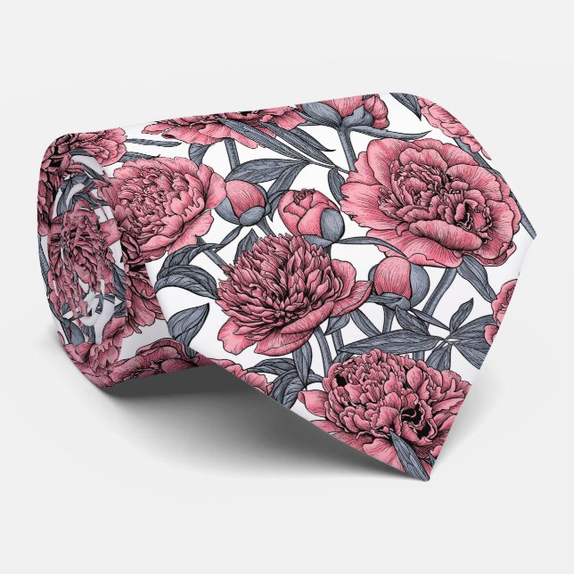 Corbata Jardín de peones rosados (Enrollado)