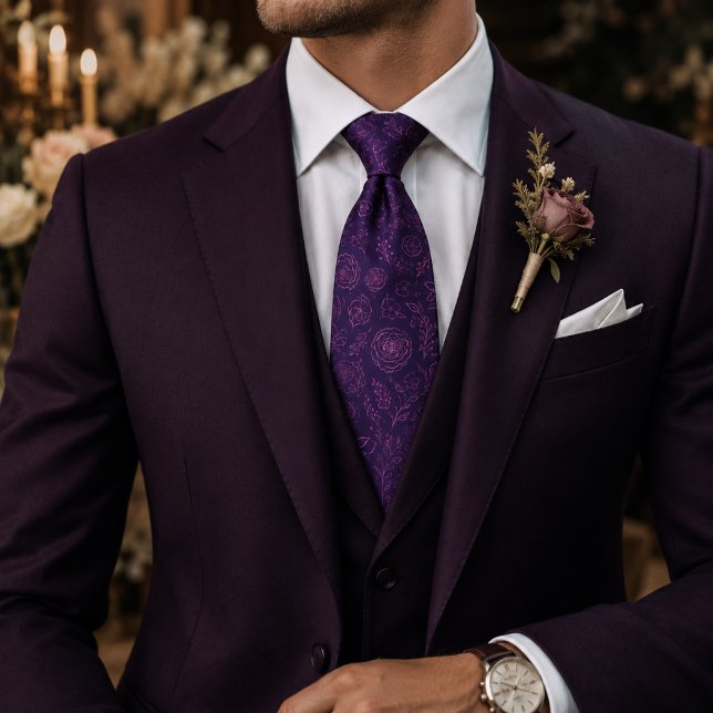 Corbata Jardín de Rosas Purpúreas Encantadas (Subido por el creador)