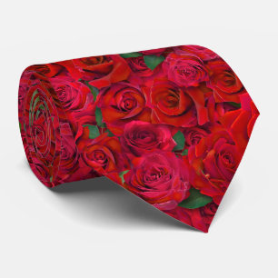 Corbata Jardín de Rosas Rojas Patrón Floral Sin Costuras R