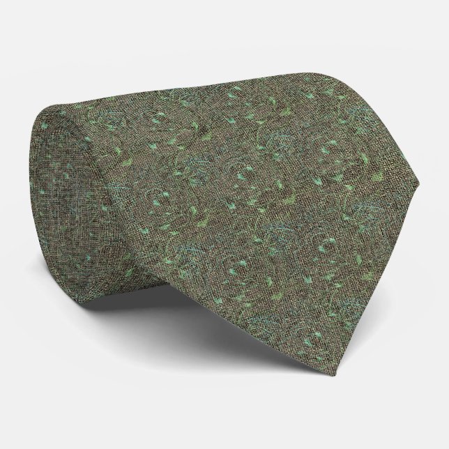 Corbata Jardín Esmeralda – Floral Texturizada (Enrollado)