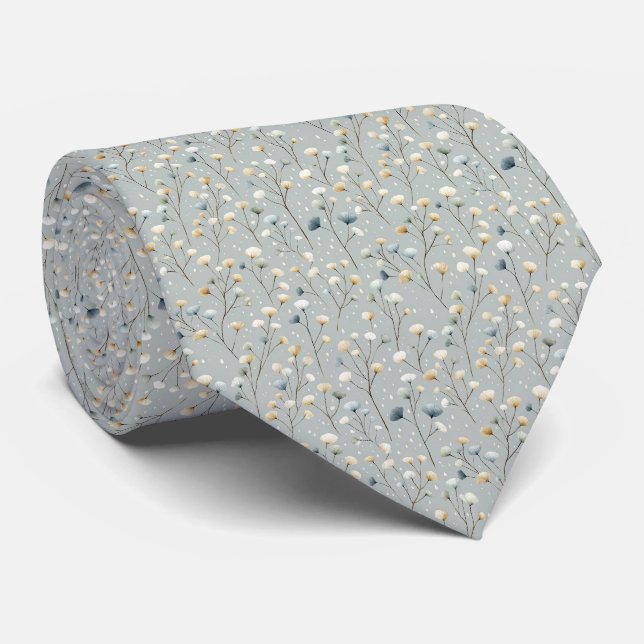 Corbata Jardín Floral Sereno Patrón de Lluvia (7) (Enrollado)