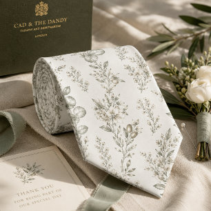 Corbata Jardín Francés Toile Botánico Eucalipto & Olivo
