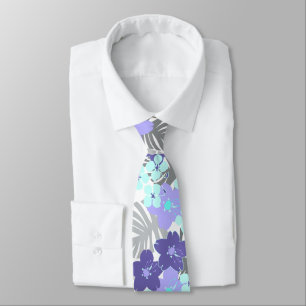 Corbata Jardín Limahuli Flor Vintage Hawaiano - Lila