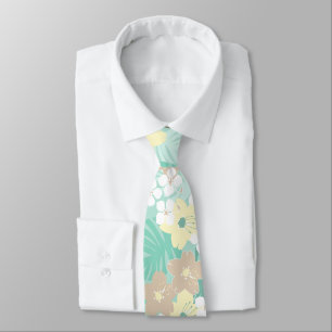Corbata Jardín Limahuli Flor Vintage Hawaiano - Menta