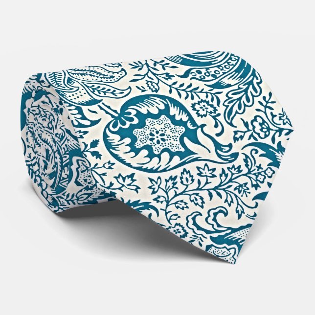 Corbata Jardín Verde Teal (Enrollado)