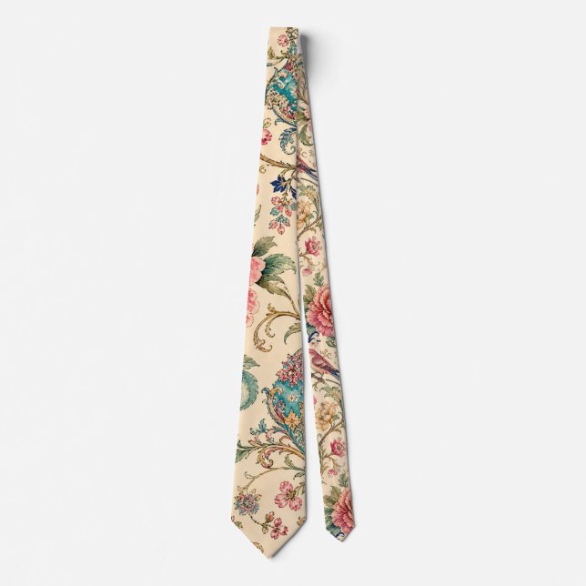 Corbata Jardines de Shiraz | Pájaros Cantores y Chintz de  (Anverso)