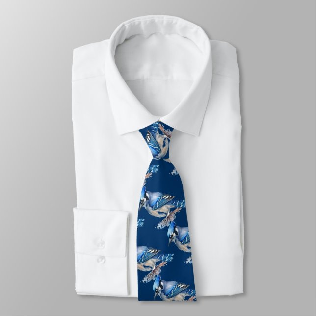 Corbata Jay azul, colección de aves acuarelas (Atado)