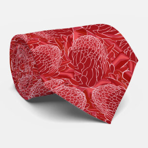 Corbata Jengibre Rojo Floral Tropical