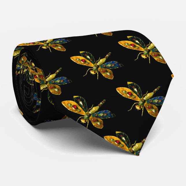CORBATA JEWEL ANTIGUO DE DRAGONFLY ORO CON GEMSTONES (Enrollado)
