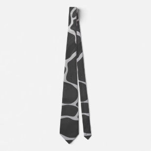 Corbata Jirafa Estampado Negro y Gris Claro