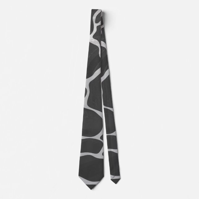 Corbata Jirafa Estampado Negro y Gris Claro (Anverso)