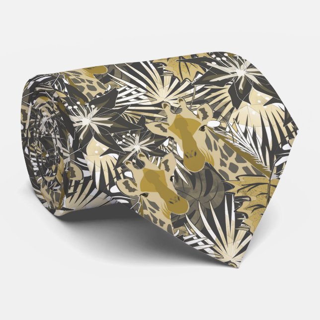 Corbata jirafas en el bosque nocturno. (Enrollado)