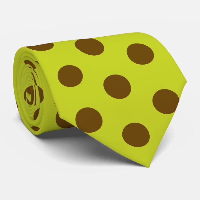 Corbata Jockey Silks Chartreuse Green & Brown Dots Derby (Enrollado)