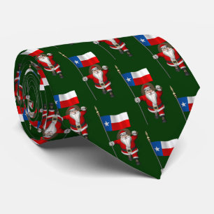Corbata Jolly Santa Claus Con Bandera De Texas