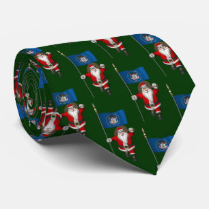 Corbata Jolly Santa Claus Con Bandera De Utah