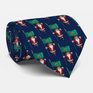 Corbata Jolly Santa Claus Con Bandera De Washington