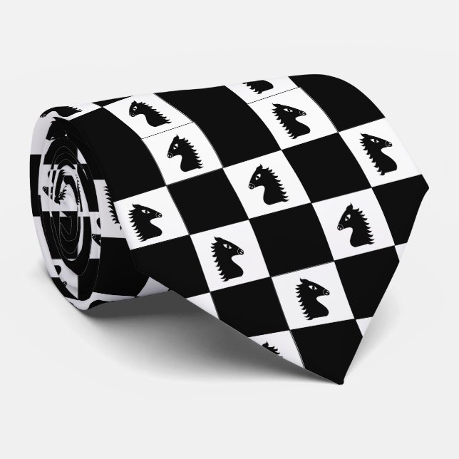 Corbata Juego de ajedrez del Caballero Negro (Enrollado)