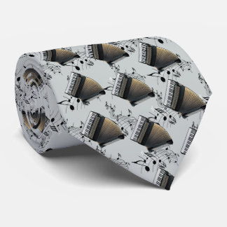 Corbata Jugador de acordeón Música Necktie Oro Gris Negro