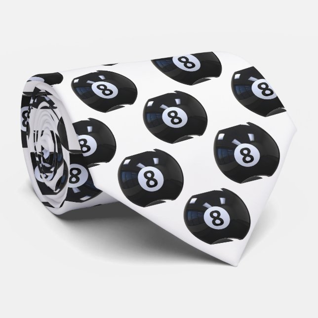 Corbata Jugador de billar de piscina 8 bolas blancas genia (Enrollado)