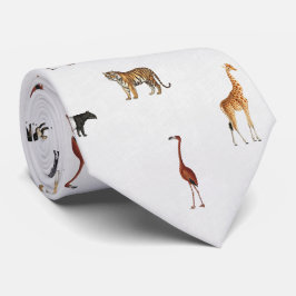 Corbata Jungle Safari Animals Pattern Stone White Neck Tie