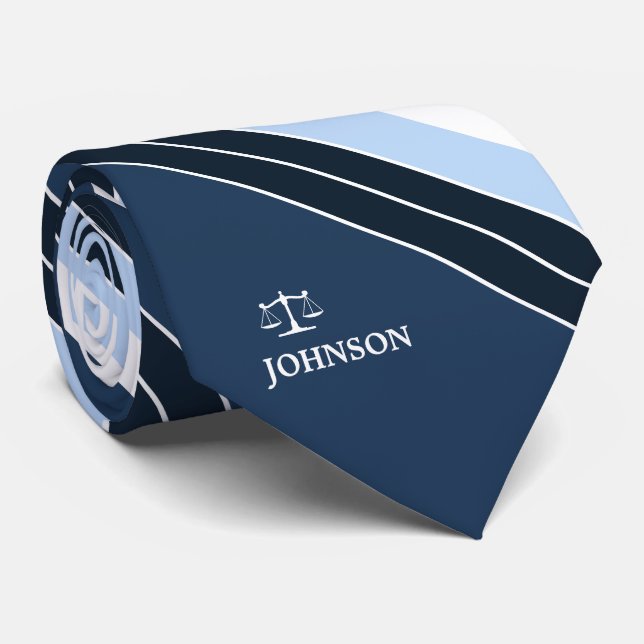 Corbata Justicia del abogado de las rayas del blanco de (Enrollado)