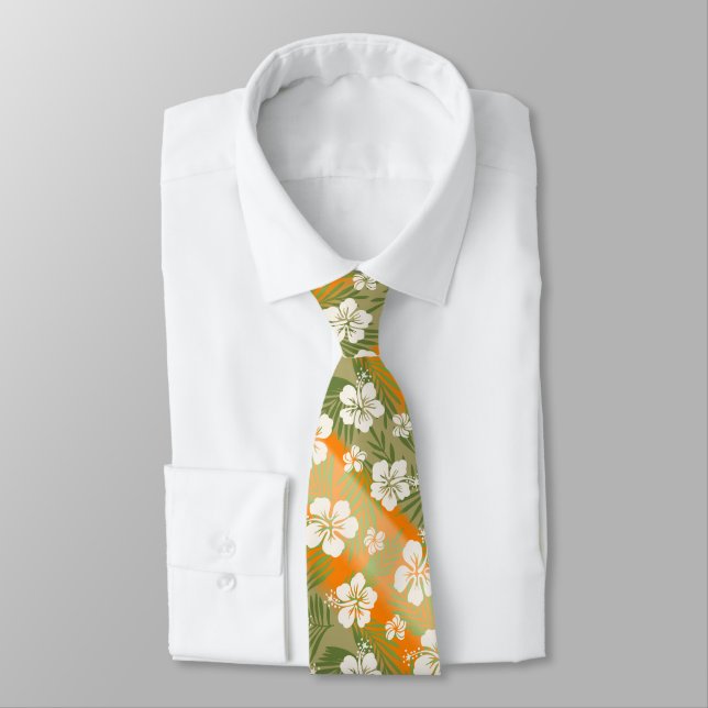 Corbata Kalani Tie Dye Blend Hibisco Tropical - Naranja (Atado)