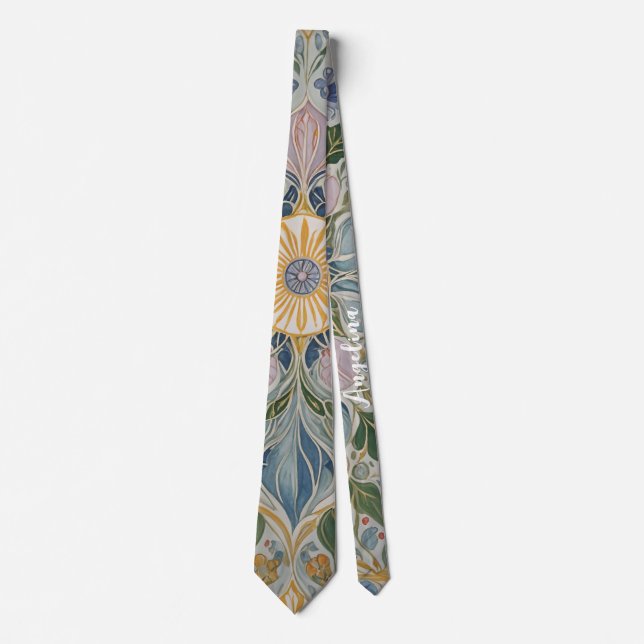 Corbata Kaleidoscopio floral personalizado (Anverso)