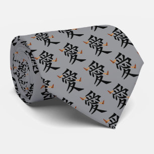 Corbata Kanji para el Amor con Dos Mariposas