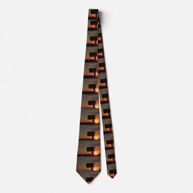 Corbata Kansas Sunset Mail Box silhouette Neck Tie (Anverso)
