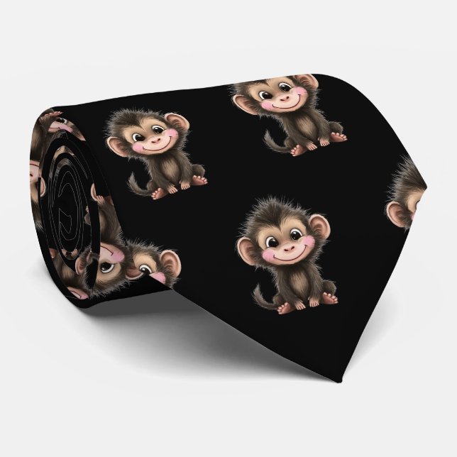 Corbata Kawaii de Mono Adorable (Enrollado)