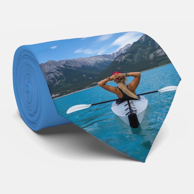 Corbata Kayaking Lake Mountain Blue Water Necktie (Enrollado)