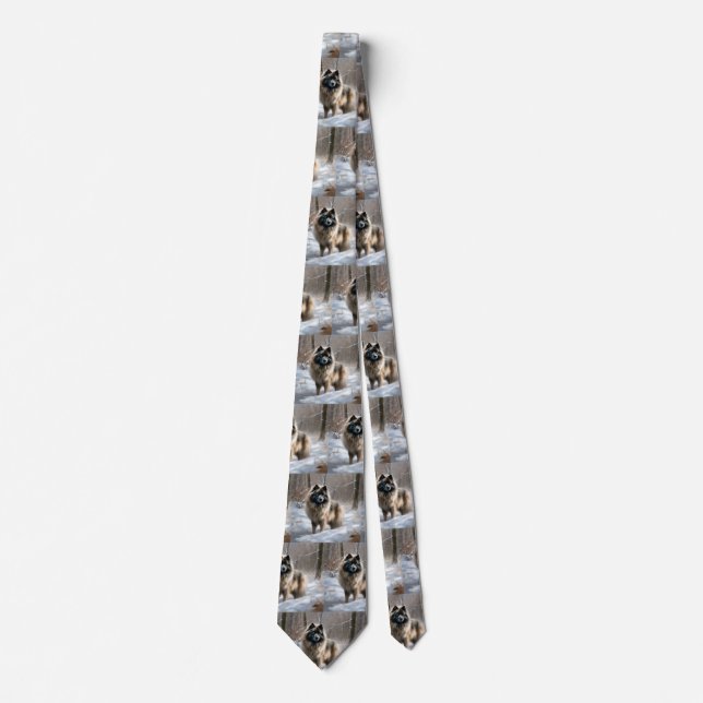 Corbata Keeshond Deja que nieve Navidad (Anverso)