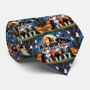 Corbata Keeshond Dogs Calabaza Halloween Funny
