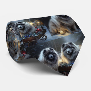 Corbata Keeshond Nevado Trineo de Navidad Decoración