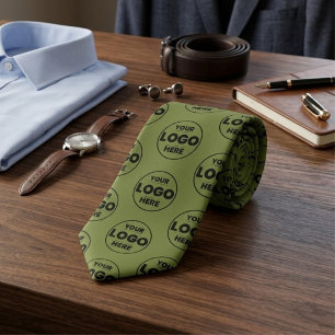 Corbata Khaki Verde / Oliva Logotipo Personalizado Patrón