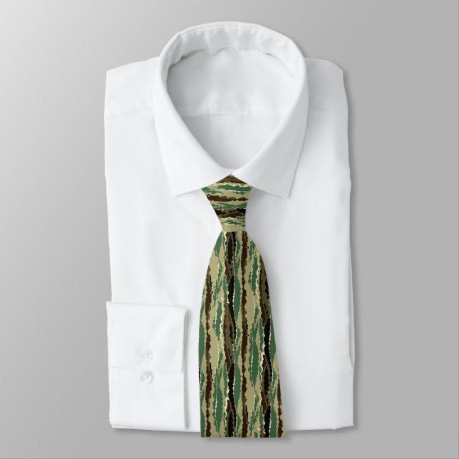 Corbata Khakki camuflaje estriado camuflaje moda elegante  (Atado)